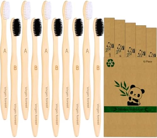 Virgin Forest Bamboo Toothbrushes 10pk, Soft BPA Free Biodegradable by VirginForest
