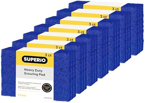 Scouring Pad Non-Scratching Scrubber Non-Scratch Cleaning Scrub Pads Heavy Duty Scouring Pad Reusable Kitchen Scrubbing Pad Pack of 21 Blue, by Superio by Superio