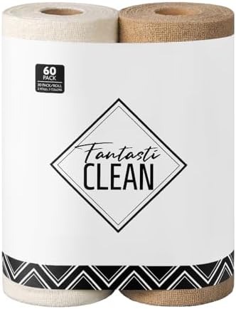 Fantasticlean Microfiber Cleaning Cloth Roll- 60 Sheets,12"x12"(Tan, Beige) by Fantasticlean