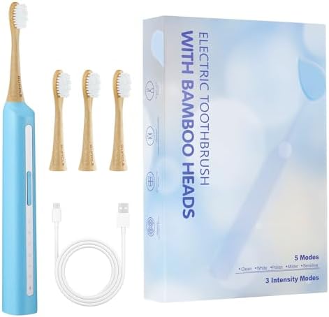 Sonic Electric Toothbrush with Bamboo Heads, Light Blue by Unknown