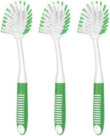 SetSail Dish Brush with Handle, 3 Pack Stiff Bristles Dish Scrubber, Green by SetSail
