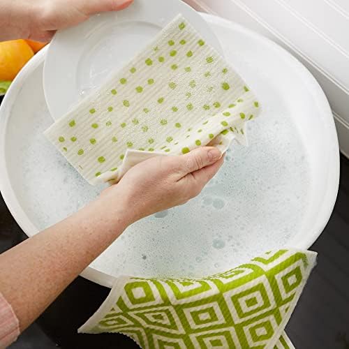 DII Swedish Dishcloths for Kitchen & Cleaning, Reusable, Machine Washable & Dishwasher Safe, Biodegradable, 7.75 x 6.75, Avocado & White - Image 6