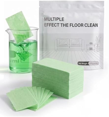 Floor Cleaning Tablets，Concentrated Soluble Dry Cleaning Sheets Multi-Effect Portable Mopping Solution for Home Tiles Hardwood Marble green 100 Pcs by Unknown