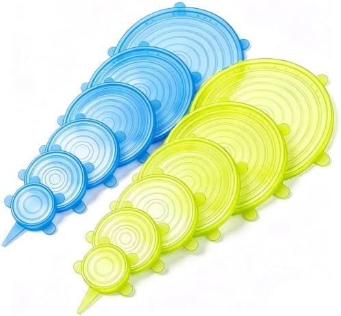 12 pcs Silicone Stretch lids set(6 Sizes,blue&yellow) by JYYHSF