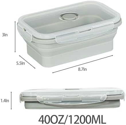Plus 4PCS Foldable Silicone Food Storage Containers for Kitchen Storage for Leftovers Fruits and Meal Prep Dishwasher Safe Microwave Safe Ideal for Home and Travel (grey, 40OZ) - Image 3