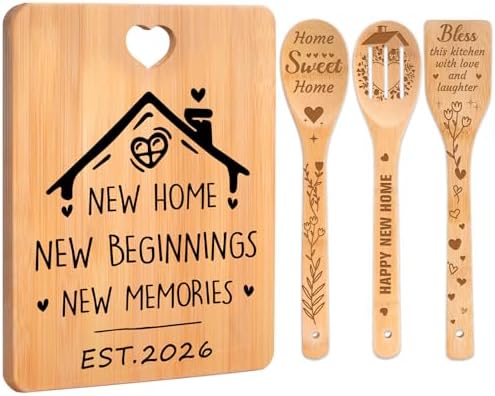 House Warming Gifts New Home - "New Home, New Beginnings, New Memories" Engraved Bamboo Housewarming Gifts New Home Cutting Board Set, 2026 House Warming Gifts. by Apjielop-GiftsMaster