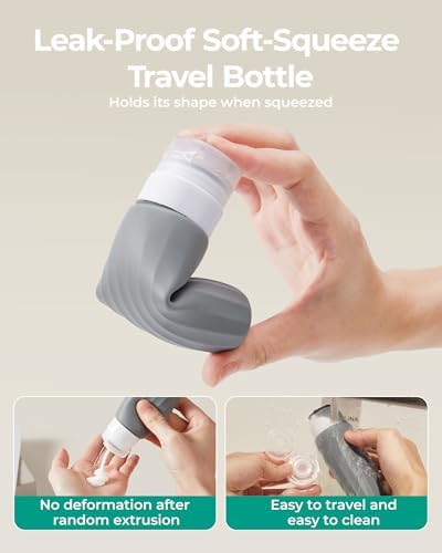 BAGSMART 18 Pack TSA Approved Travel Bottles for Toiletries, Leak Proof Silicone Travel Size Containers Bottles for Shampoo, Earth Tone - Image 5