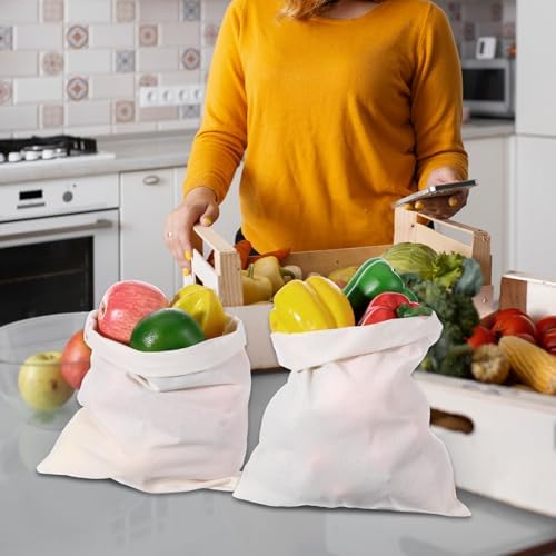 10 Pcs Reusable Produce Bags, 12"x10" Natural Linen Bread Bag Muslin Bags with Drawstring, X-Large Washable Fabric Multipurpose Canvas Cloth Gift Bag for Kitchen Food Storage, Shoe Grocery Organizer - Image 7