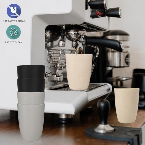 Wrova Wheat Straw Cups 6 PCS, 20 oz Plastic Cups Reusable Kitchen Cups, Dishwasher & Microwave Safe Large Coffee Cup, Unbreakable Water Plastic Glasses- Black & Gray - Image 5