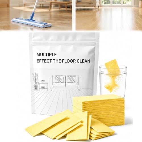 Multi-Surface Floor Cleaning Tablets, Concentrated Deep Clean Mop Solution, Streak-Free Formula for Hardwood, Laminate, Tile & Vinyl Floors, Fresh Scent Cleaner Sheets, 100 Count (Yellow, 100) by Unknown
