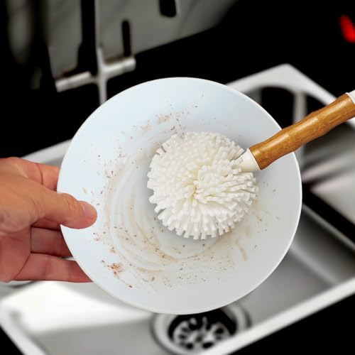 HIC Kitchen Bamboo Glass Brush, Bamboo with Non-Scratch Foam Tips, Set of 2 - Image 2