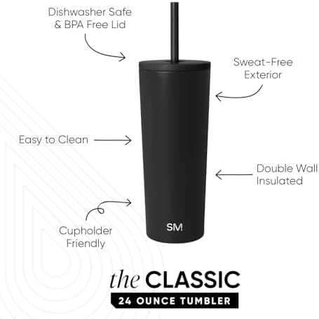 Simple Modern Iced Coffee Tumbler, Insulated | 24oz | Black - Image 2