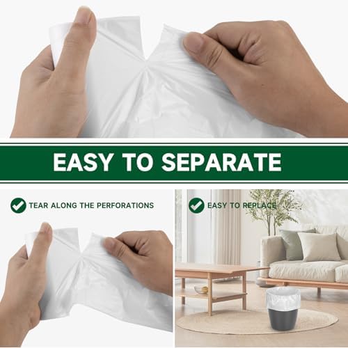 Biodegradable Small Trash Bags 4 Gallon, 105 Count Unscented Small Garbage Bags, Easy Tearing Bathroom trash bags for Bathroom Bedroom Office Kitchen, White - Image 6