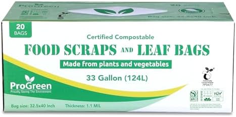 Compost Bags 33 Gallon Compostable Trash Bags, Extra Thick 1.1 Mil, Compost Kitchen Bin Bags, Food Scraps Yard Waste Bags, ASTM D6400 BPI & TÜV AUSTRIA Certified - Image 2
