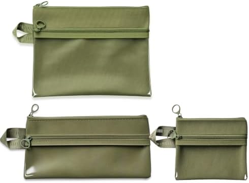 3Pcs Waterproof Double Layer Pocket Travel Toiletry Bag Set, Olive Green by ItgowisaDriect
