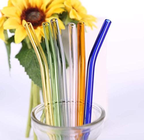 Reusable Glass Straws - 9" L x 8 mm W - Smoothie Drinking Straws for Smoothie, Milkshakes, Pack of 6 with 1 Cleaning Brush (mix1) - Image 5
