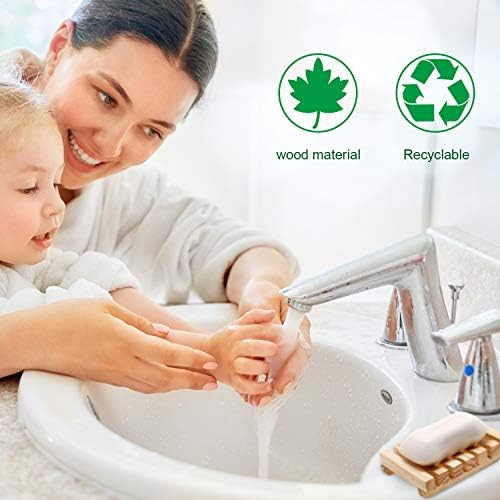 Honoson 5 Pcs Natural Wood Soap Dish Drain Tray for Shower Bath,Wooden - Image 5