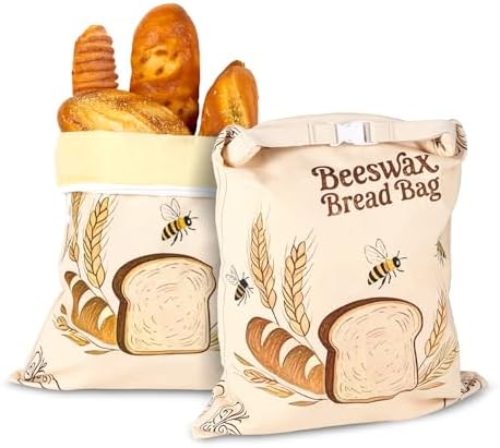 2 Pack Reusable Beeswax Bread Bags for Sourdough, 17inx13in Bread Bags for Homemade Bread, XL Natural Beewax Lined Bread Bag, Freezer Friendly Freshness Preservation for Food Storage by Unknown