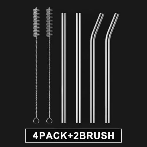 HeykirHome 4-Pack Reusable Glass Straw, Size 8.5''x10 MM,Including 2 Straight and 2 Bent with 2 Cleaning Brush- Perfect For Smoothies, Tea, Juice - Image 2