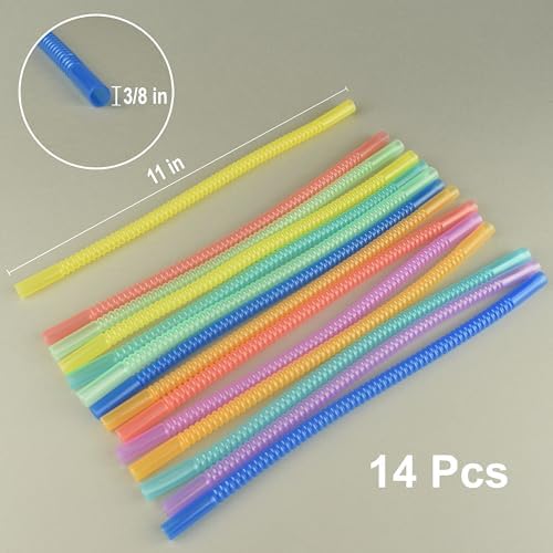 Bendable Straws - 11 inch Long Colored Flexible Straws - Bendy Drinking Straw Reusable - 14 Pack - Image 3