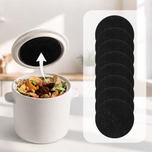 8 Pack Charcoal Filters for Compost Bucket 7.25 Inch, Activated Carbon Replacement Filter Round Compost Bin Filter for Countertop Bin, Odor Control Activated Charcoal Filters - Image 5
