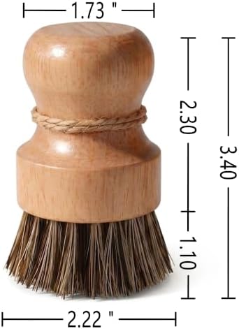 Wood Dish Brush, Natural Fiber Kitchen Scrubber with Ergonomic Grip, 3 Pack - Image 2