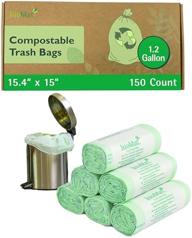 bioMat 1.2 Gallon Compostable Food Scrap Bags, 150 Count by VisitbioMat