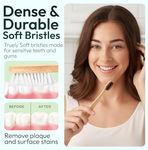 Bamboo Toothbrushes for Adults 10 Pack, Eco Friendly Wooden Toothbrush with Soft BPA Free Bristles, Natural Biodegradable Organic Toothbrush, Plastic Free Bulk Toothbrushes for Sustainable Oral Care - Image 3