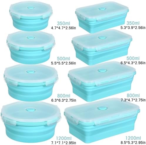 Yaomiao 16 Pack Collapsible Food Storage Container with Lid,Blue - Image 2