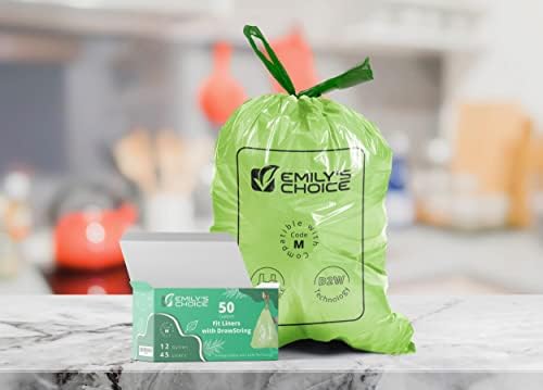 Emily's Choice Heavy Duty Biodegradable Trash Bag Code M (50 Count)with D2W Technology, Custom Fit Trash Bag compatible with Simplehuman Code M trash bins, 45L / 12 Gallons 1.2 MIL / 30 Micron - Image 2