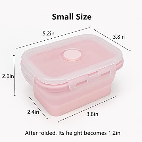 CCyanzi 3piece Collapsible Food Storage Containers with Lids, Silicone Lunch Container, Microwave & Freezer Safe, Space Saving for Kitchen Cabinet and Camping Backpack,(pink) - Image 5