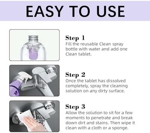 Clean Spray Cleaner for Ovens, Spray Oven Cleaner, Multi-Surface Cleaners with Concentrated Cleaning Tablets, Multi Purpose Cleaning for Ovens, for Kitchen,Bathroom (1 Bottle+12 Pcs) - Image 6