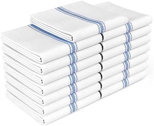Zeppoli Classic Dish Towels - 15 Pack - 14" by 25" - 100% Cotton Kitchen Towels - Reusable Bulk Cleaning Cloths - Blue Hand Towels - Super Absorbent - Machine Washable by Zeppoli