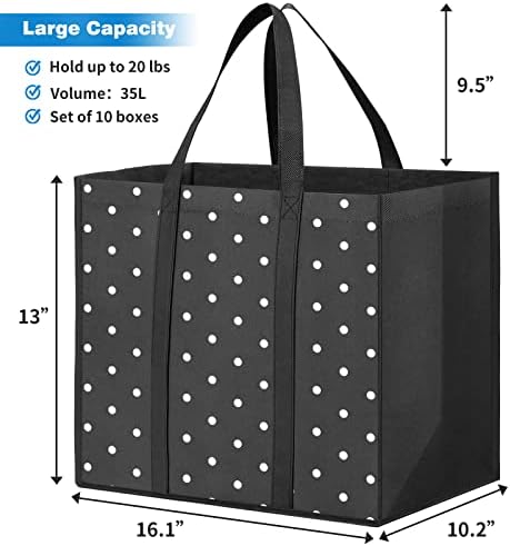6 Pack Reusable Grocery Bags Waterproof Tote Bags for Shopping Groceries - Image 4