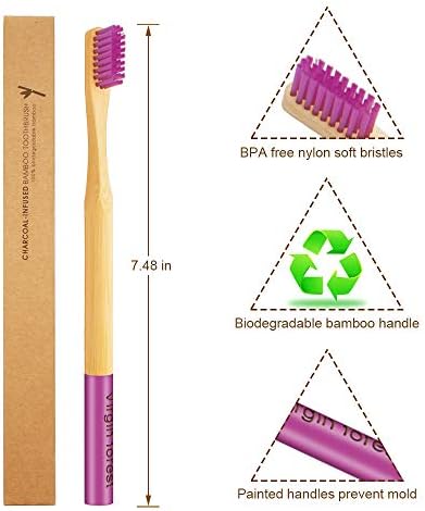 Virgin Forest Bamboo Toothbrushes 6pk, Soft BPA Free Travel Set - Image 4