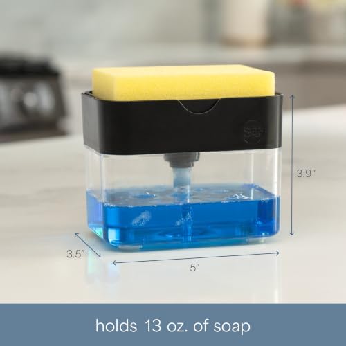 S&T INC. Dish Soap Dispenser and Sponge Holder, Matte Black - Image 6