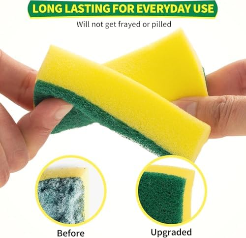 Sponges Kitchen, Heavy Duty Dish Sponge 60 Pack, Scrub Cleaning Sponge for Dishes, Non-Coated Cookware, Sink & Countertops, Multipurpose Cleaning Supplies for Home, Kitchen & Bathroom - Image 2