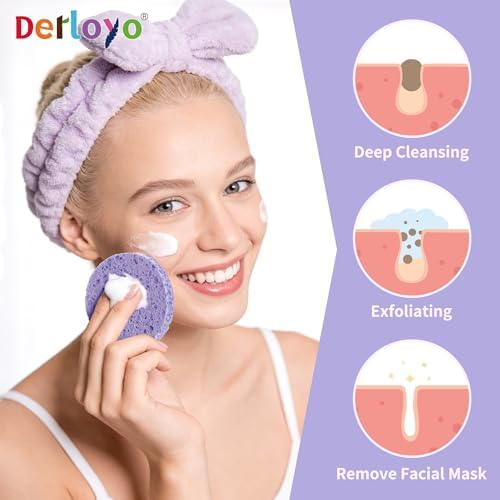 100-Count Compressed Facial Sponges, Purple Round - Image 2