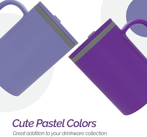 Copco Iconic 16oz Double Wall Insulated Desk Mug with Lid & Handle, Set of 2, BPA-Free Reusable Plastic, Spill-Resistant, Microwave & Dishwasher Safe, Wide Mouth (Purple/Light Purple) - Image 4
