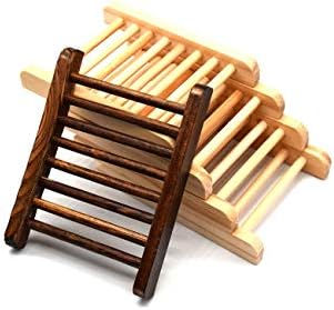 Ru S 10 Piece Home Bamboo Wood Soap Holder, Bathroom Wooden Soap Case, Hand Craft Bathtub Shower Dish Accessories (Charcoal and Wooden) - Image 3