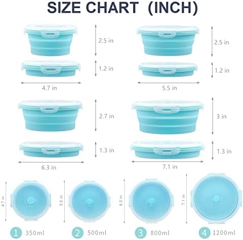 Collapsible Bowls with Lids for Camping, Rv Accessories for inside Kitchen Storage Containers, Camper Must Haves Organization and Storage Food Container for Travel Trailer Space Saving Blue - Image 2