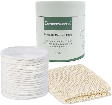 Reusable Makeup Remover Pads - 25 Pack Cotton Rounds with Washable Laundry Bag and Round Box for Storage, Bamboo Cotton for All Skin Types - Image 4