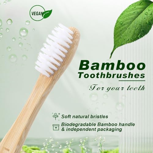 Sieral 60 Pcs Bamboo Toothbrushes Bulk, Individually Wrapped,Letter - Image 3