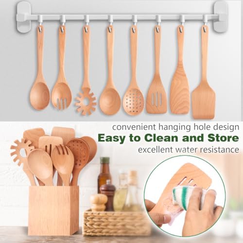 HOWHONG 8-Piece Beech Wood Cooking Utensils Set - Image 6