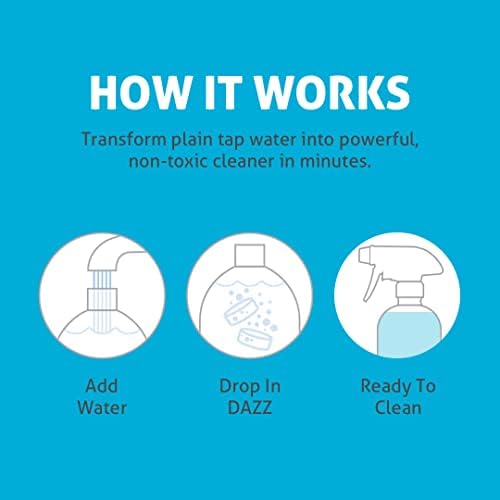 Dazz Window and Glass Cleaner Starter Kit (1 Reusable Spray Bottle, 2 Refills) Natural Cleaning Tablets - Streak Free, Eco Friendly, Non Toxic - Safe for Kids & Pets - Image 3