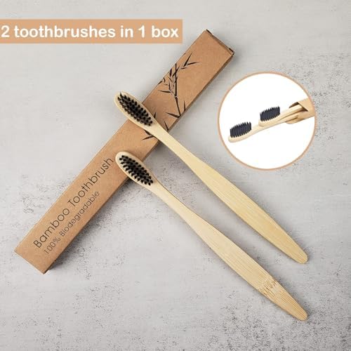 SEVENHEAD Bamboo Toothbrushes Adults & Kids Family Set 6+4 PCS Soft Bristles Wooden Toothbrushes, Natural Biodegradable BPA Free Eco Friendly Toothbrushes Black - Image 3