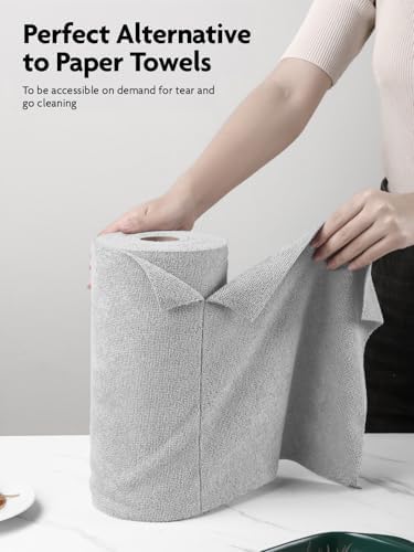 Fantasticlean Microfiber Cleaning Cloth Roll- 60 Sheets,12" (Grey, Dimgrey) - Image 2