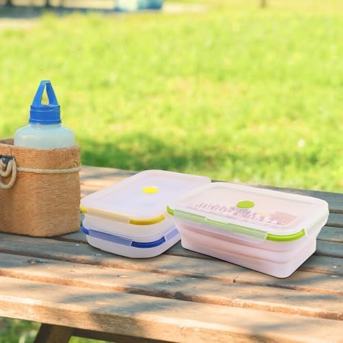 3 Pack Large Translucent Collapsible Silicone Food Storage Containers with Lids, 60.8oz Bento Lunch Boxes, for Kitchen, Office, Camping, Travel, BPA Free - Image 6