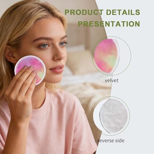 28 Pack Reusable Makeup Remover Face Pads with Laundry Bag Washable Soft and Comfortable Cleaning Face Skin,Washable Bamboo Cotton Rounds Colorful - Image 7