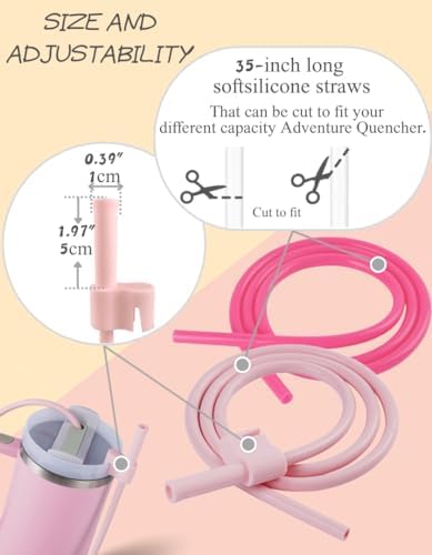 Extendable Long Straws for Stanley Cup, 2 Pack 35" Reusable Silicone Straws- CPC Certified, Fits 40 oz Tumbler And Large Water Bottle, Soft & Flexible Straw Accessories Gift Idea - Image 4